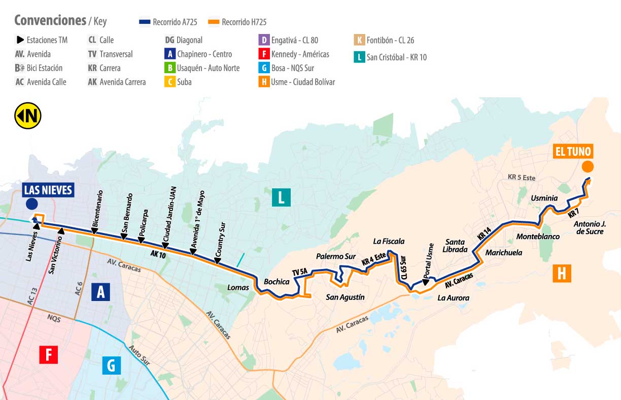 Mapa de la ruta A725-H725