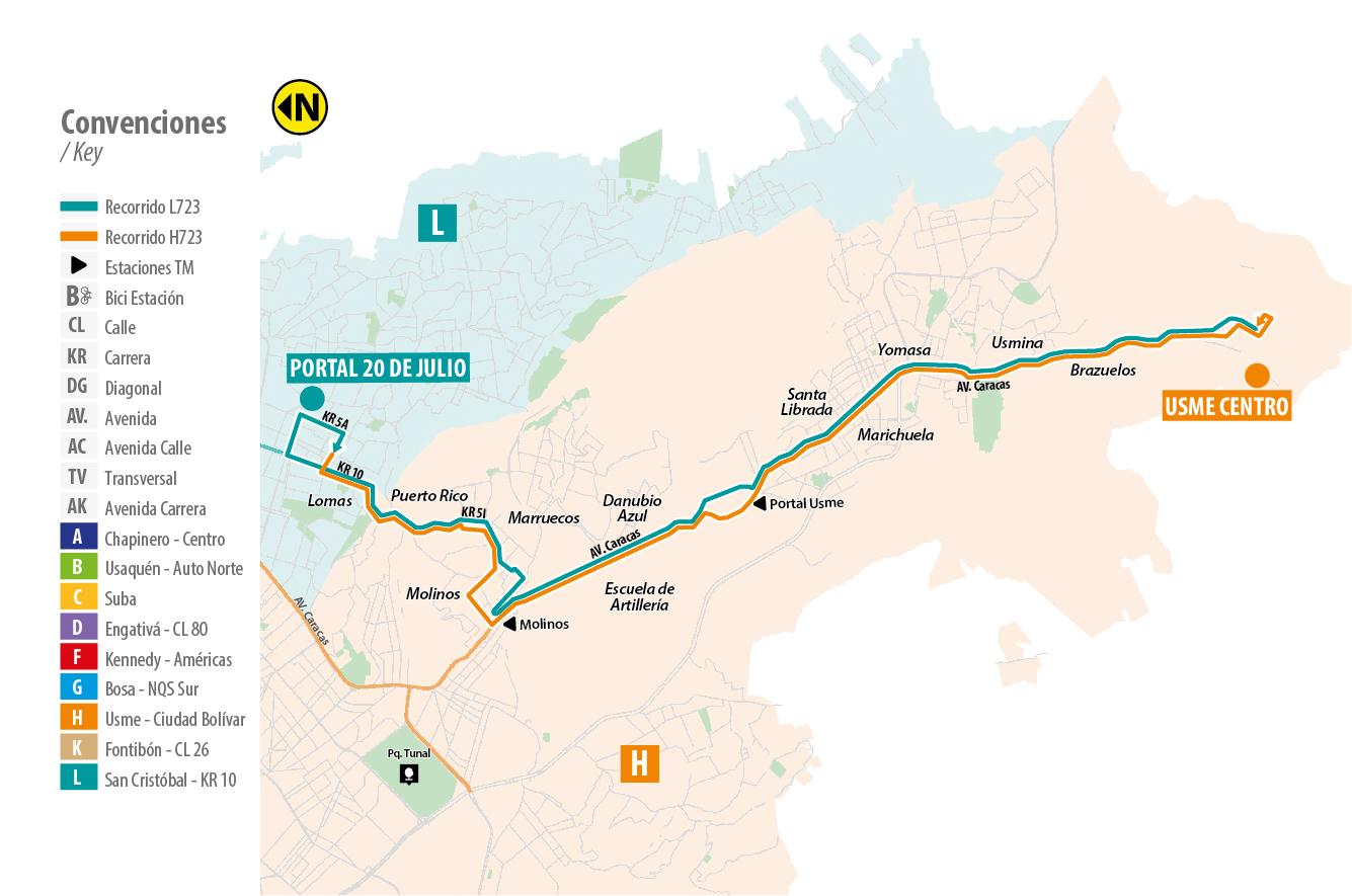 Recorrido de la ruta L723- H723