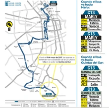 Mapa donde se muestra la extensi&oacute;n ruta urbana C13