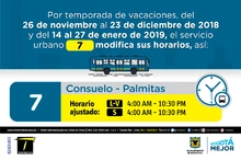 Horario  ruta 7 vacaciones