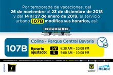 Horario ruta 107B vacaciones