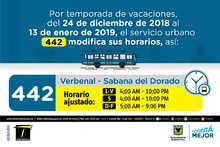 Horario ruta 442 vacaciones
