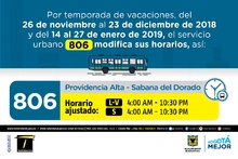 Horario ruta 806 vacaciones