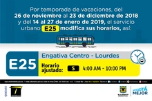 Horario ruta E25 vacaciones