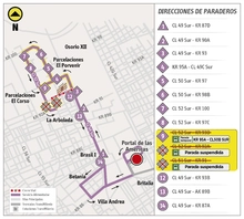 Paradas suspendida de la ruta alimentadora 9-8