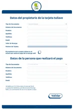 Formulario de TuLlave para recargar por internet