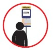 En la se&ntilde;al del paradero, consulte