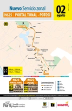 Conoce el nuevo servicio zonal H625 Portal Tunal - Potos&iacute;