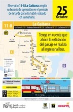 Servicio Alimentador 11-8 La Gaitana ampl&iacute;a su horario