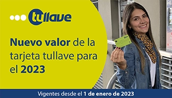 Nuevo valor de la tarjeta tullave m&oacute;vil