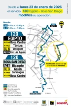 El servicio zonal 120 Egipto - Bosa San Diego modifica su trazado