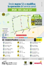 Servicio zonal B920 Estaci&oacute;n Calle 127 modifica su operaci&oacute;n