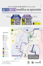 Servicio zonal A213 - D213 modifica su operaci&oacute;n