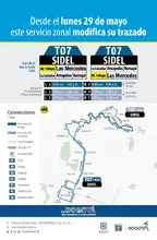 Ruta T07 Sidel modifica su trazado en el horario nocturno