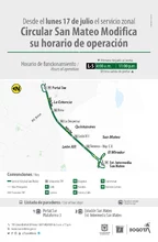Ruta zonal San Mateo modifica su horario