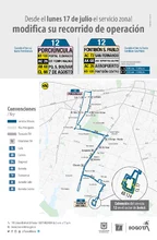 Ruta zonal 12 Porci&uacute;ncula - Fontib&oacute;n San Pablo modifica su operaci&oacute;n