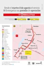 Servicio 8-5 Biblioteca el Tintal reorganiza sus paradas