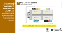 Vag&oacute;n de la estaci&oacute;n NQS Calle 75 - Zona M modifica su operaci&oacute;n