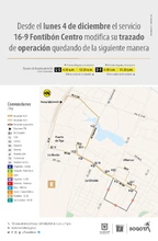 A partir de lunes 4 de diciembre el servicio 16-9 Fontib&oacute;n Centro modifica su recorrido
