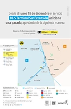 Ruta alimentadora 10-5 Terminal adiciona dos paradas a su recorrido