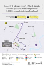 Servicio alimentador 1-3 Villas de Granada modifica su operaci&oacute;n