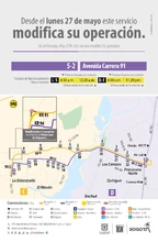 Servicio 5-2 Avenida Carrera 91 modifica su recorrido
