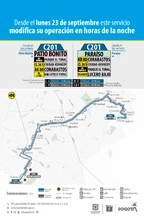 Servicio C201 Patio Bonito - C201 Para&iacute;so modifica su operaci&oacute;n en la noche