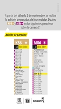 Servicios Duales K86 - M86 adiciona paradas a su recorrido