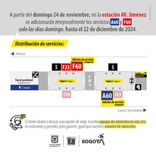Estaci&oacute;n Avenida Jim&eacute;nez adicionar&aacute; dos rutas temporalmente en esta &eacute;poca de navidad