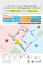 Desv&iacute;o de rutas TransMiZonales por obra en Avenida Guayacanes