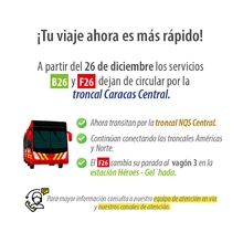 Servicio B26 y F26 ahora transitan por la troncal NQS Central