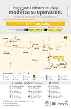 Ruta 11-3 Villa Mar&iacute;a tiene modificaci&oacute;n en su recorrido