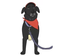 Perro ilustrato con gorra y pa&ntilde;oleta