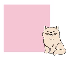 Gato ilustrado con recuadro rosado para texto