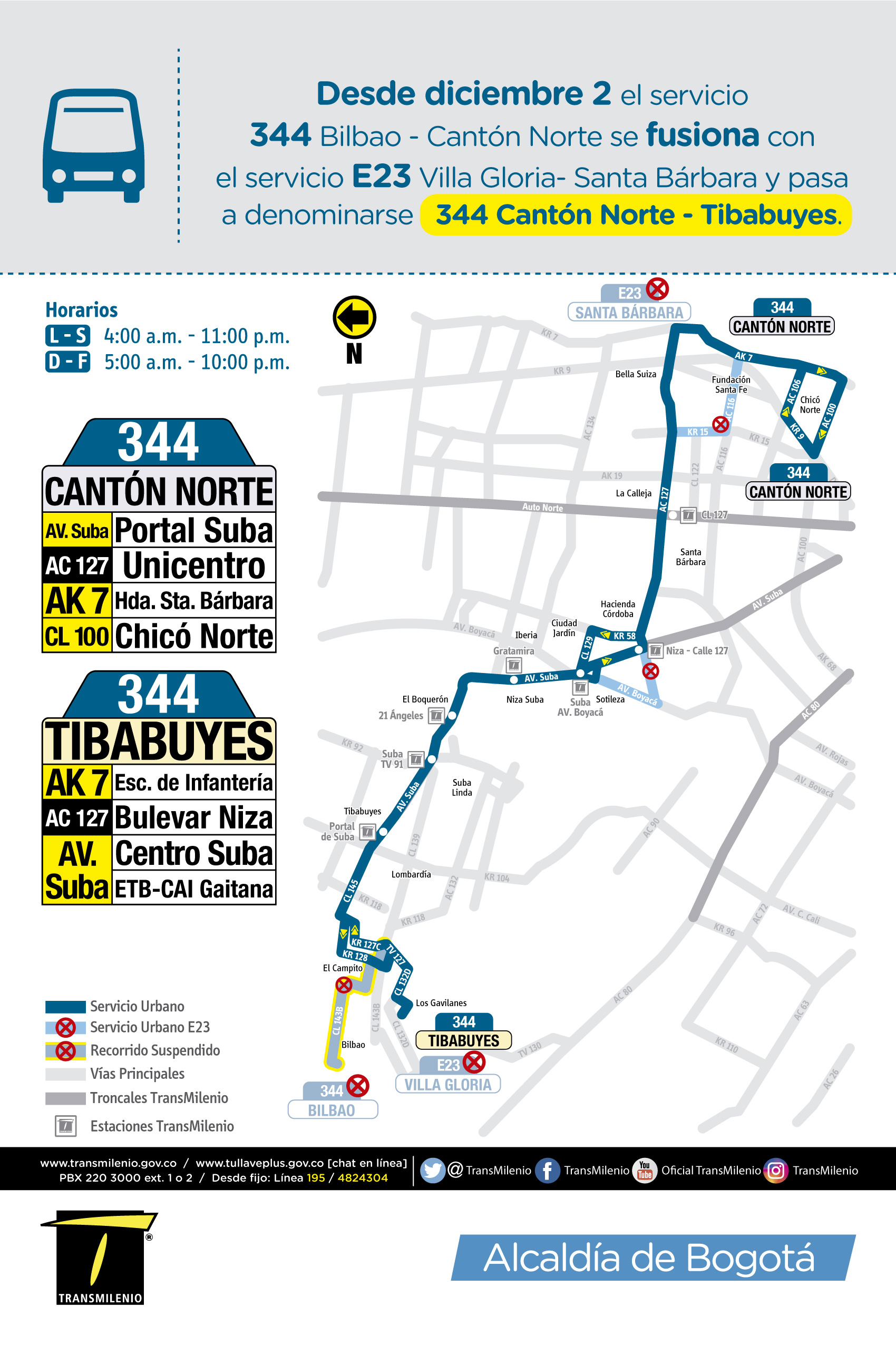 Mapa del recorrido de la ruta 344