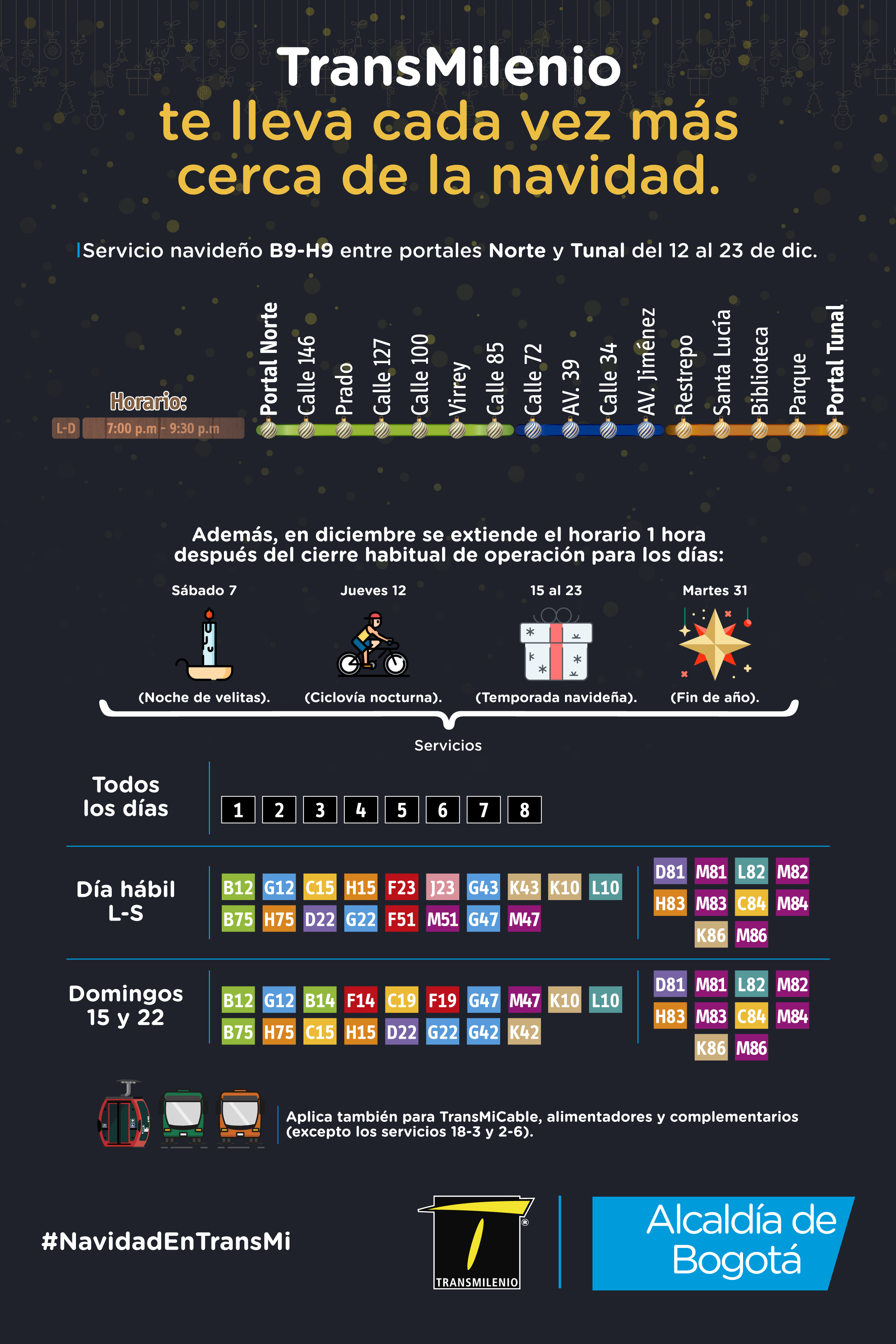 rutas habilitadas con una hora de extensión en su operación