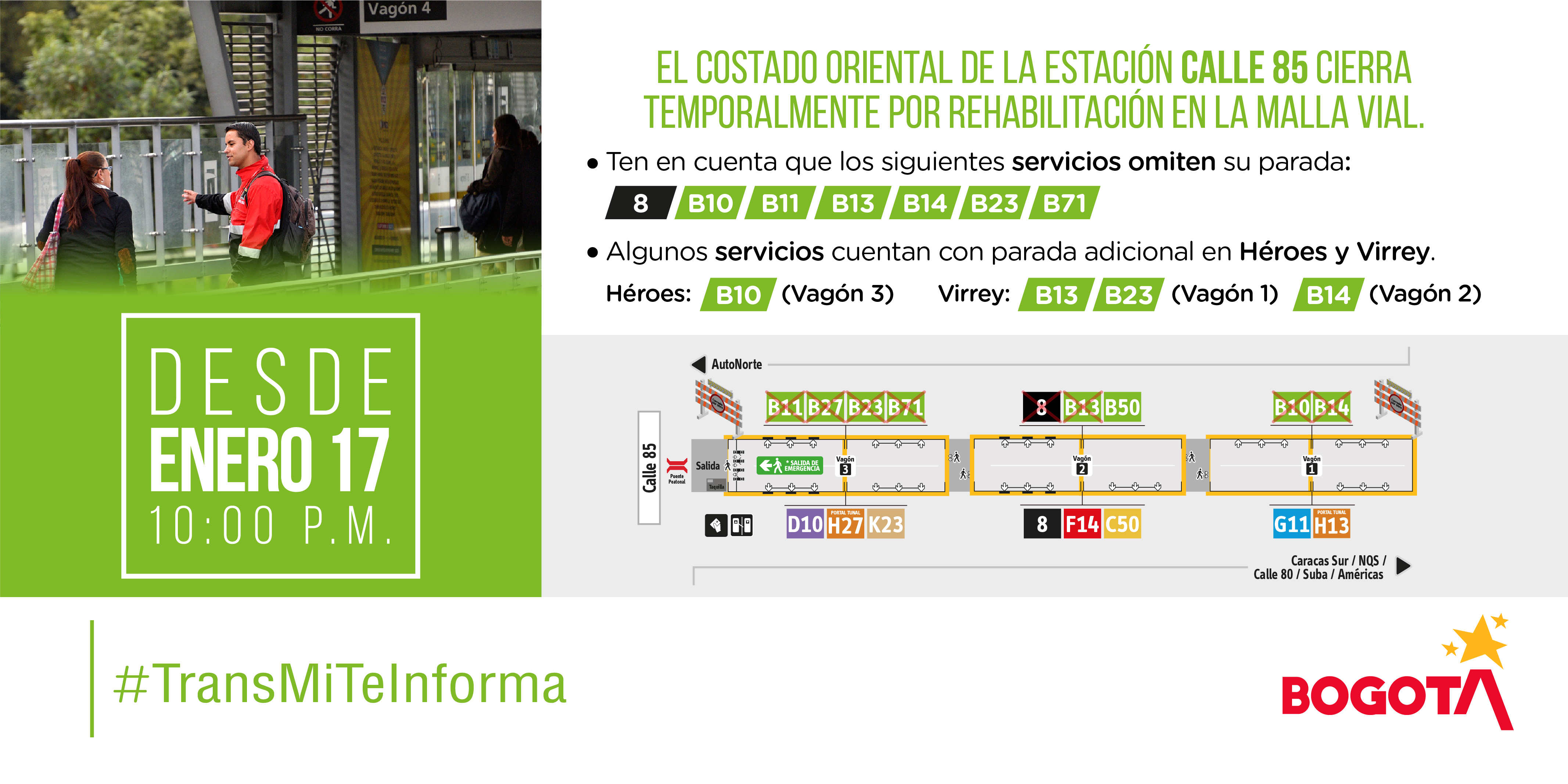 Plano de la estación de la calle 85