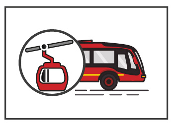 Bus de TransMilenio y cono de TransMiCable