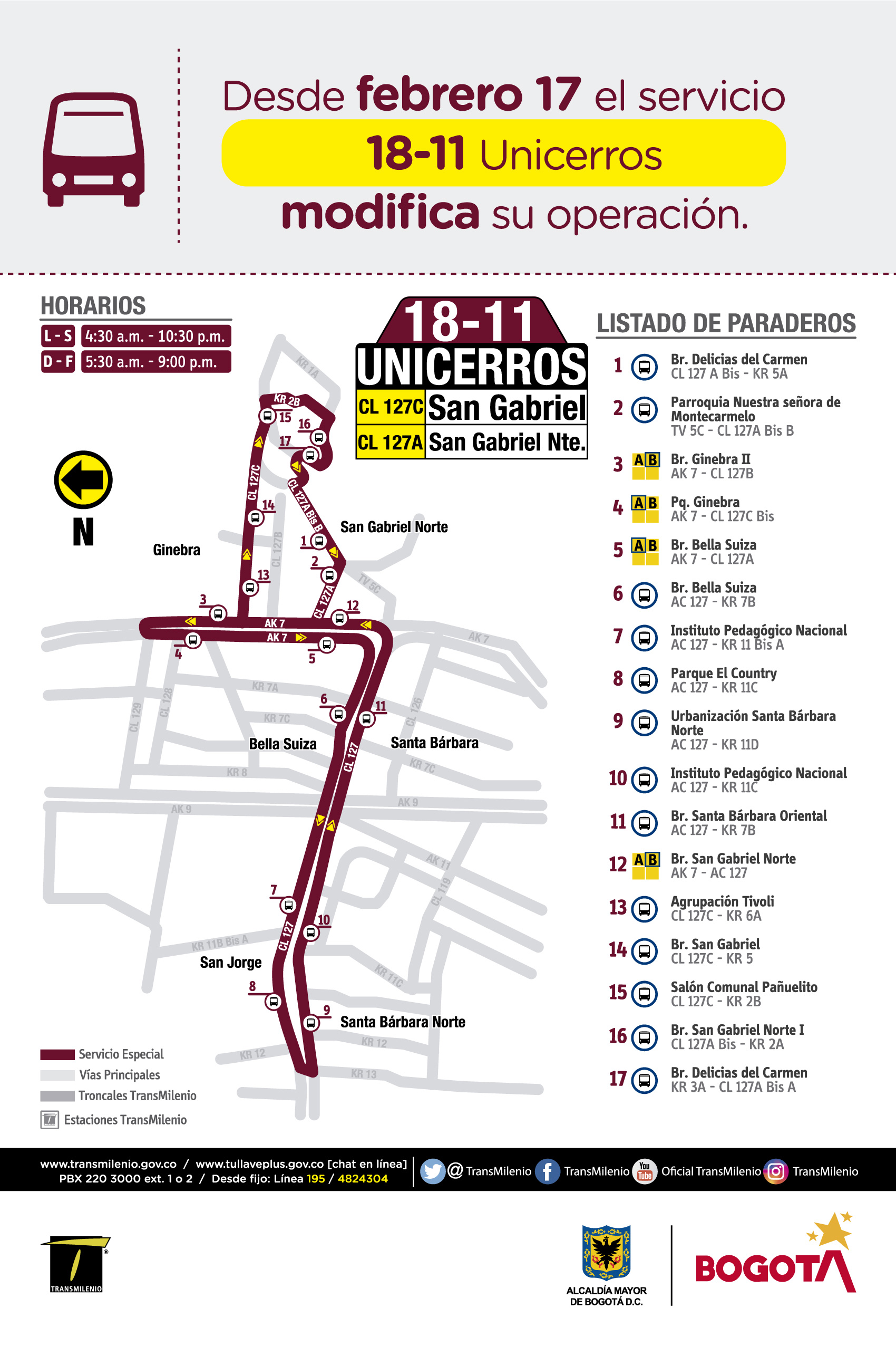 Recorrido de la ruta 18-11