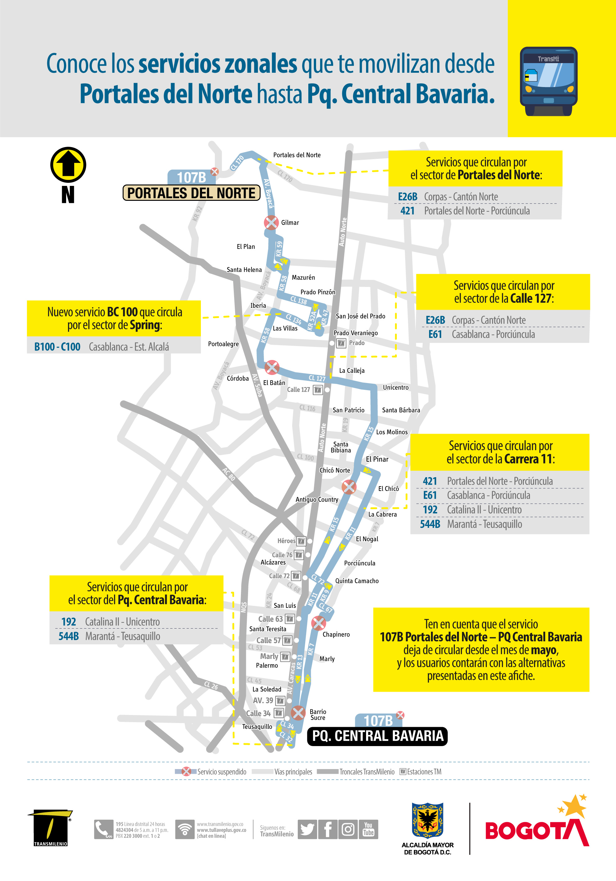 Mapa de rutas alternas para reemplazar la ruta 107B Mapa de rutas alternas para reemplazar la ruta 107B