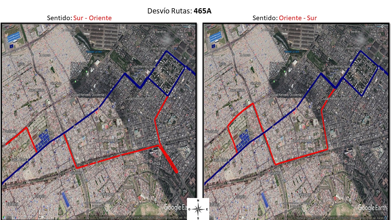 Recorrido de ruta 465A de Sur a Oriente y de Oriente al Sur Recorrido de ruta 465A de Sur a Oriente y de Oriente al Sur