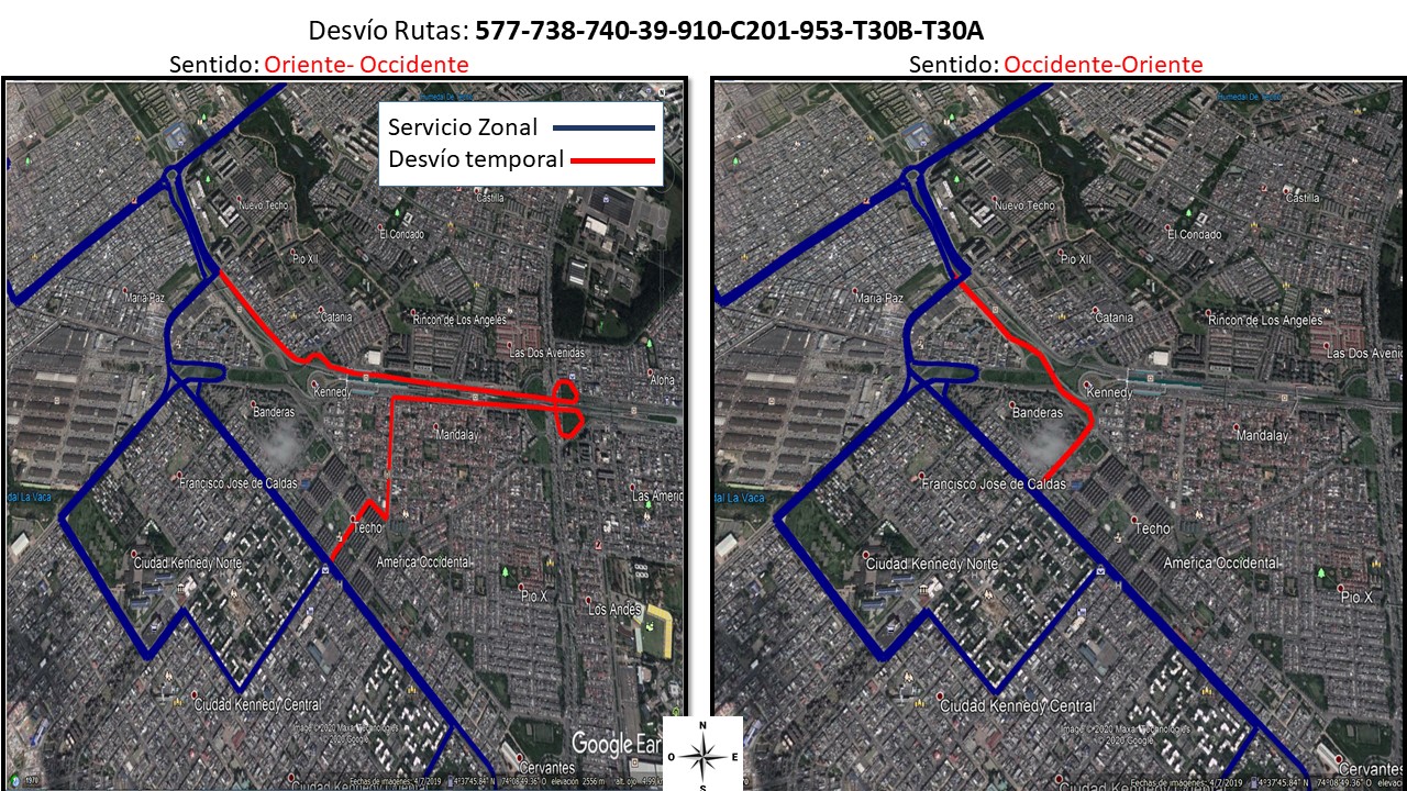 Recorrido de las rutas 577, 738, 740, 39, 910, C201, 923, T30B Recorrido de las rutas 577, 738, 740, 39, 910, C201, 923, T30B