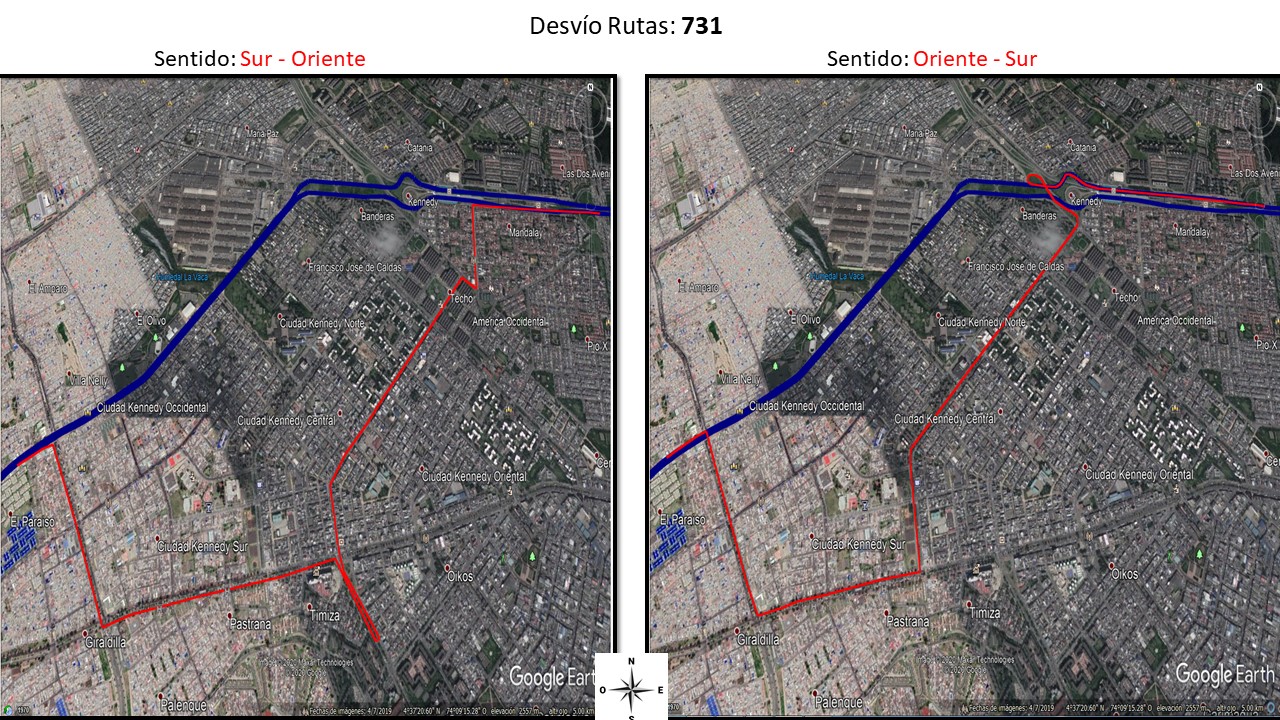 Recorrido de la ruta 731 en Kennedy Recorrido de la ruta 731 en Kennedy
