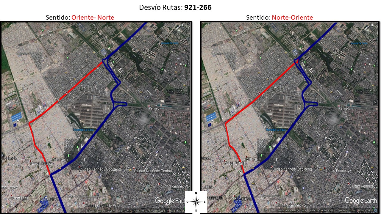 Mapa de las rutas 921 y 266 de Oriente al Norte y de Norte al Oriente Mapa de las rutas 921 y 266 de Oriente al Norte y de Norte al Oriente