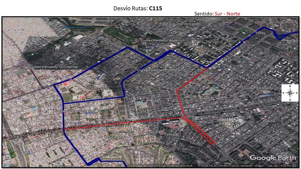 Desvío de la ruta C115 de Sur a Norte en el sector de Kennedy Desvío de la ruta C115 de Sur a Norte en el sector de Kennedy