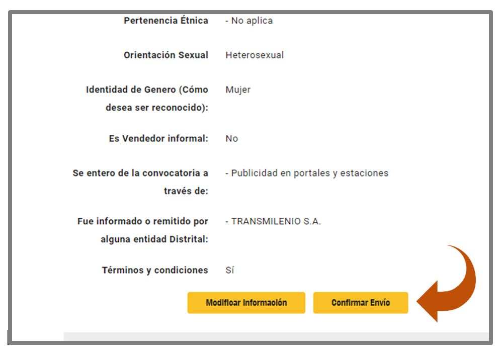 Confirmar envio de registro