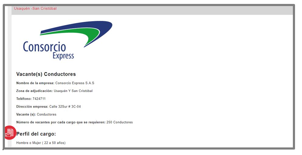 Consultar vacantes disponibles Consultar vacantes disponibles