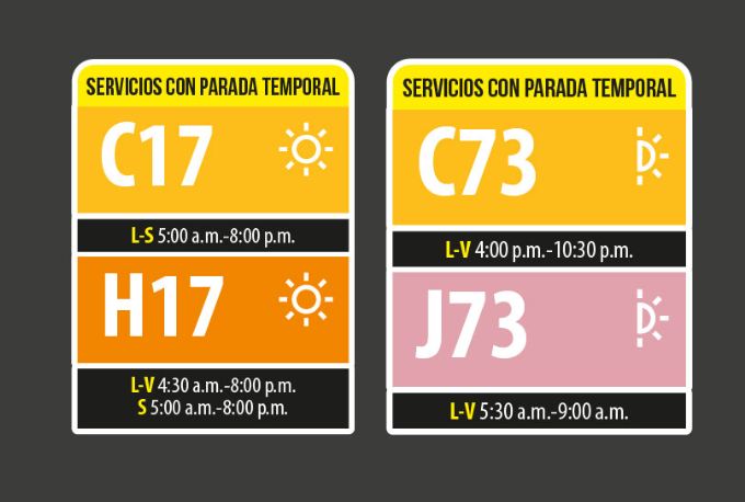 Horarios de los servicios C17-H17 y C73-J73