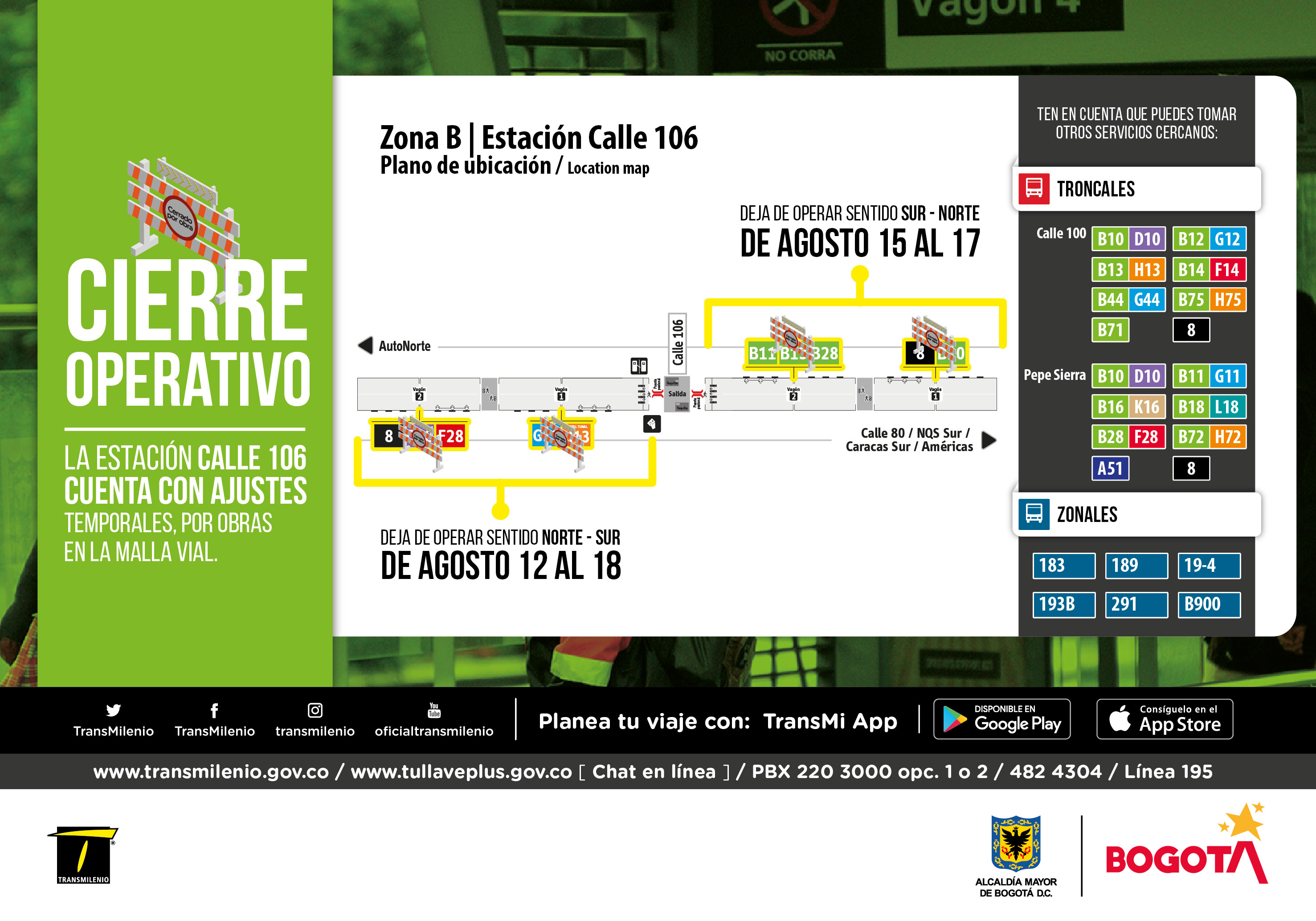 Plano de estación Calle 106