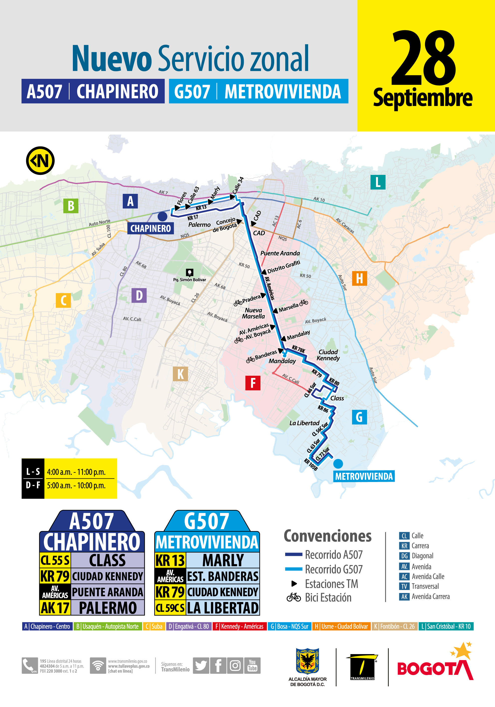 Mapa del servicio zonal A507-G507